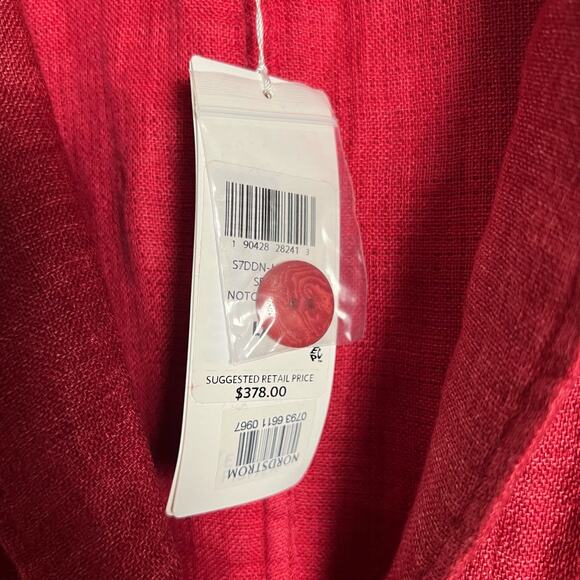 Eileen Fisher Red Serno Organic Linen Doubleweave Long Jacket Size Large - Picture 10 of 12